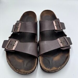 Birkenstock Arizona Soft Leather‎ Slides Brown Leather Straps SIze 44/11-11.5